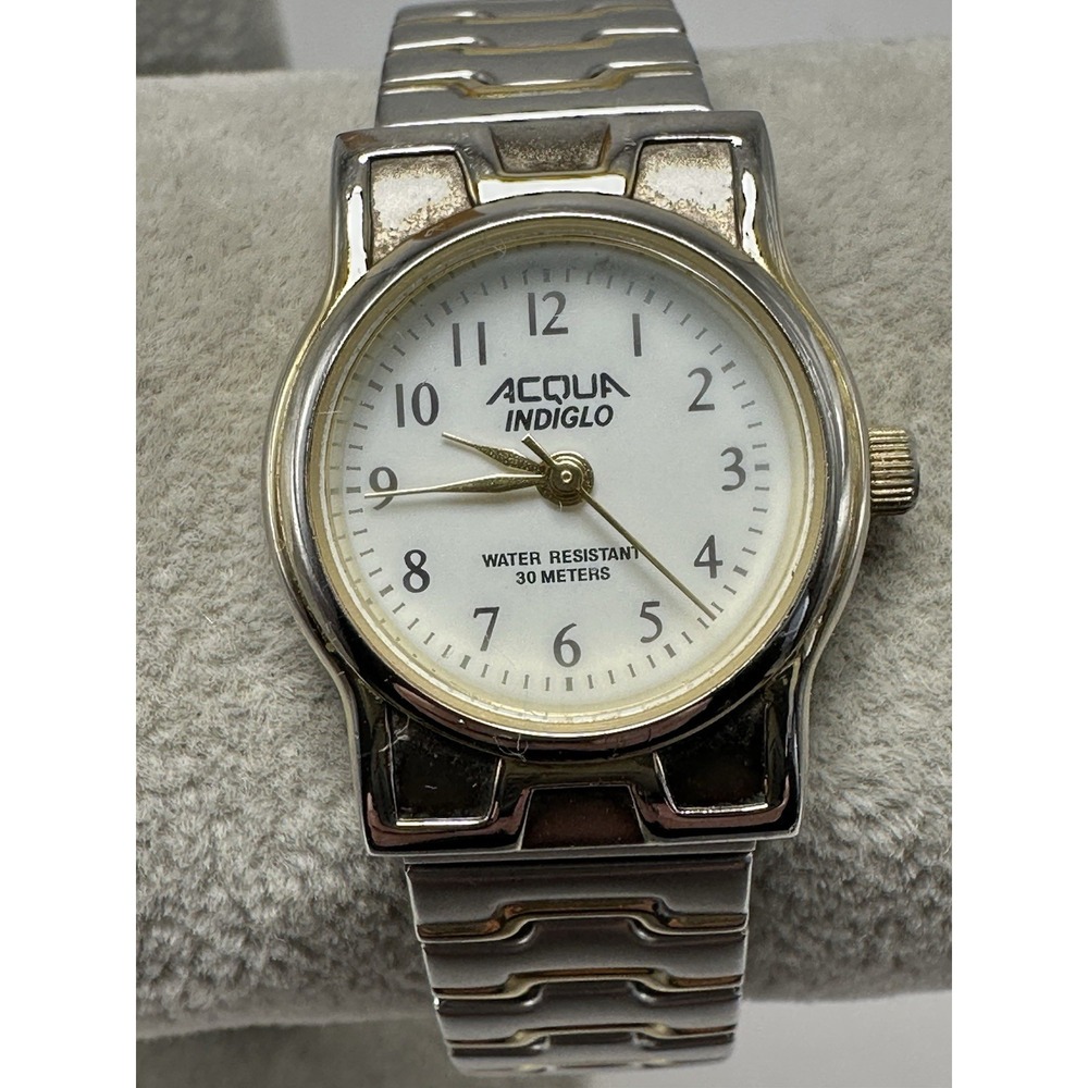 Acqua By Timex Ladies Indiglo Watch New Battery M1 2004 23MM 6" Stretch Band K64